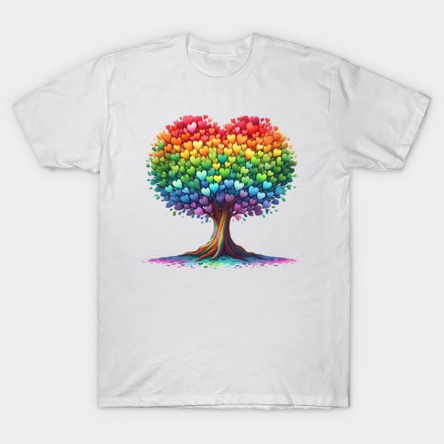 Tree Shaped Hearts T-Shirt by Chromatic Fusion Studio